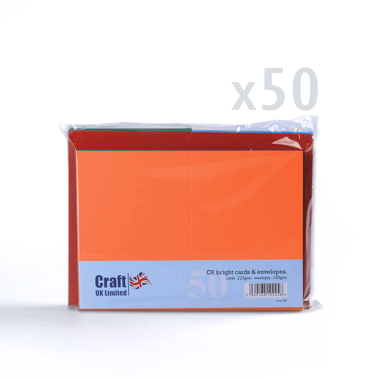 Cartes couleurs vives assorties 225 g/m² et enveloppes 100 g/m²