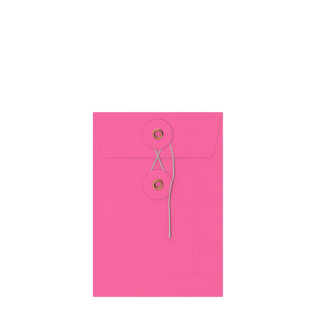 Coloured envelopes with string and washer closure Pink 162 x 114 mm (C6)