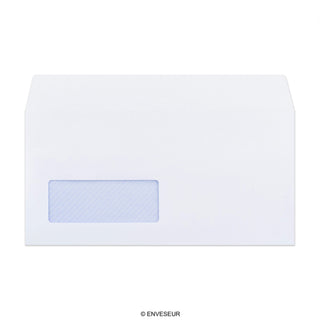 Enveloppe blanche avec impression intérieure – fenêtre 110x220 mm (DL) 90gr/m²