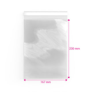 Cello Bags (Non-Header) Clear 230 x 167 mm