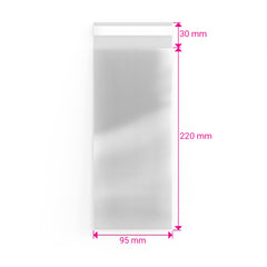 Cello Bags (Non-Header) Clear 220 x 95 mm