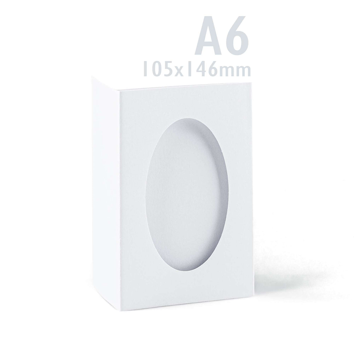 Cartes blanches pliées en trois avec ouverture ovale – lot