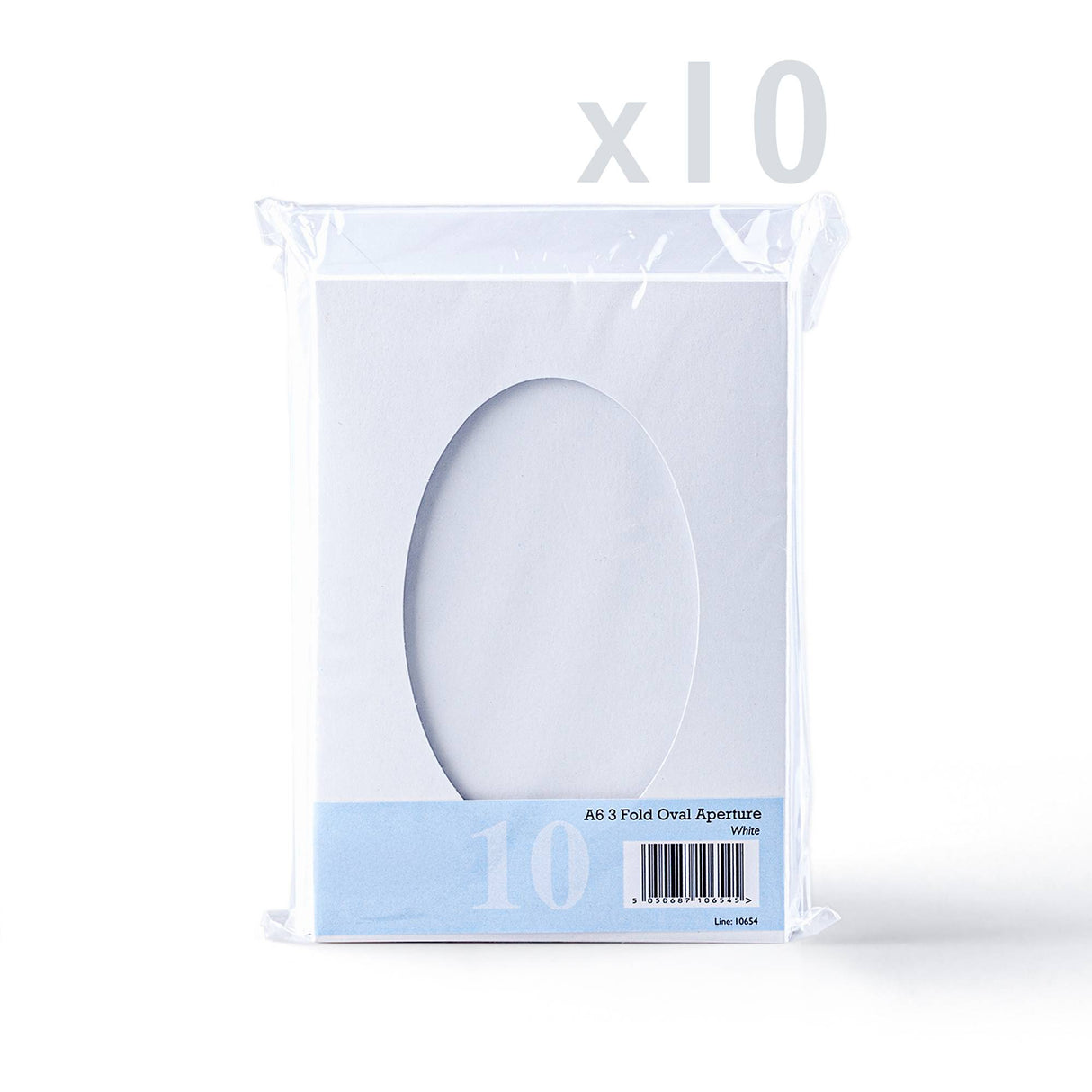 Cartes blanches pliées en trois avec ouverture ovale – lot