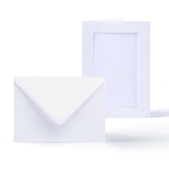 Cartes blanches à texture martelée avec ouverture rectangulaire – lot