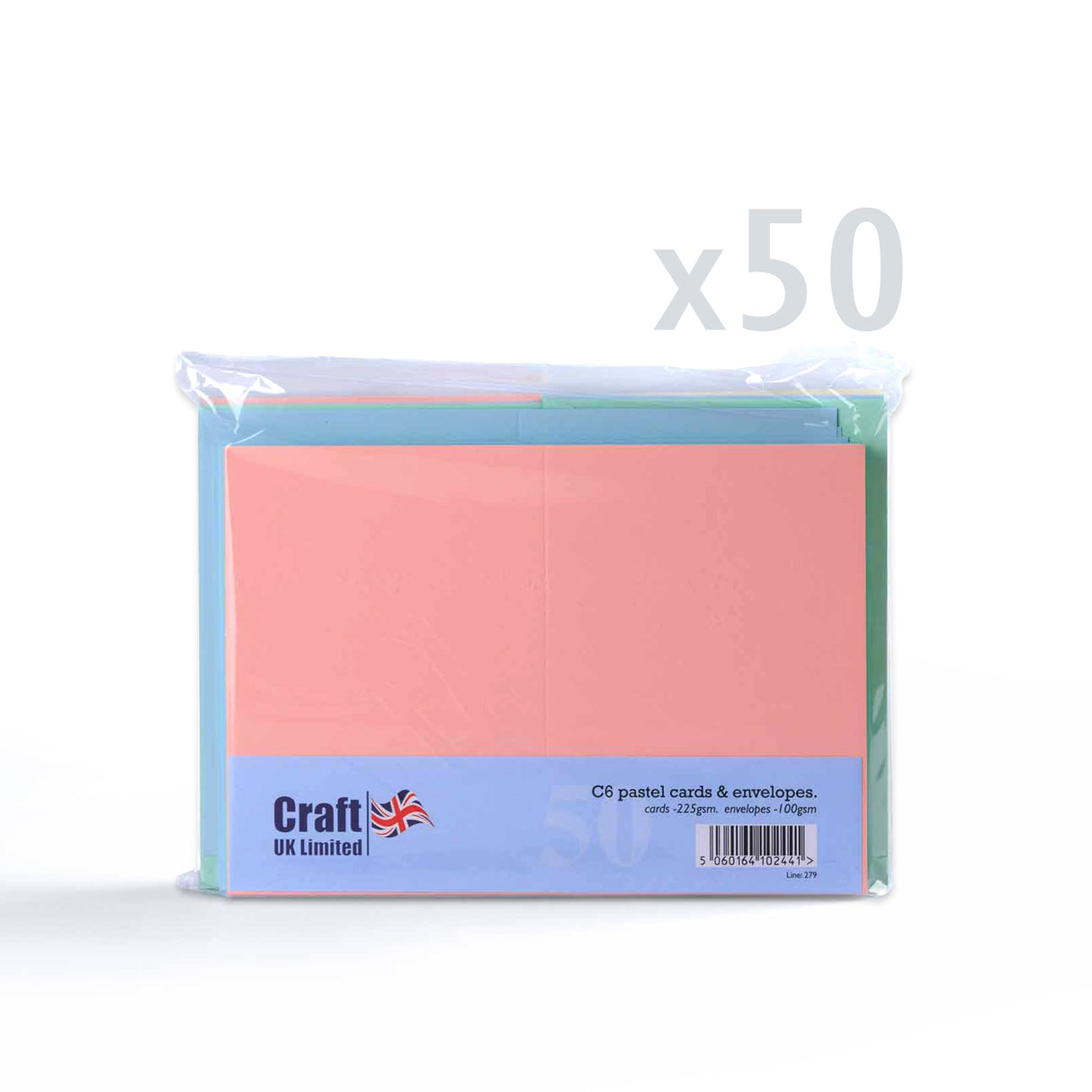 Cartes pastel assorties 225 g/m² et enveloppes 100 g/m²