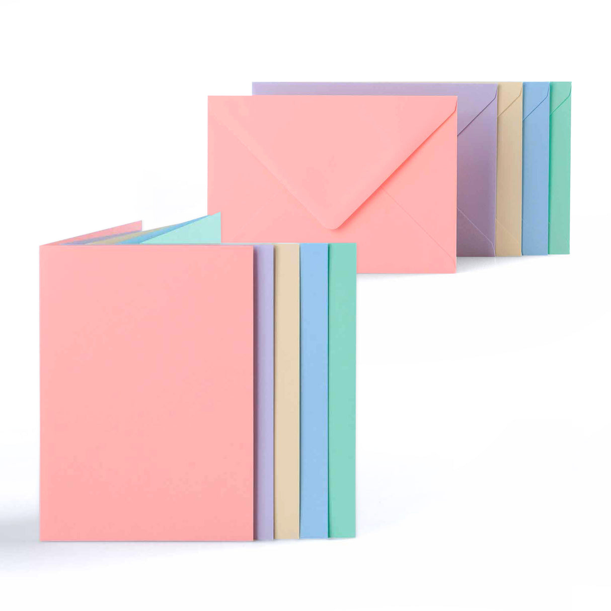 Cartes pastel assorties 225 g/m² et enveloppes 100 g/m²