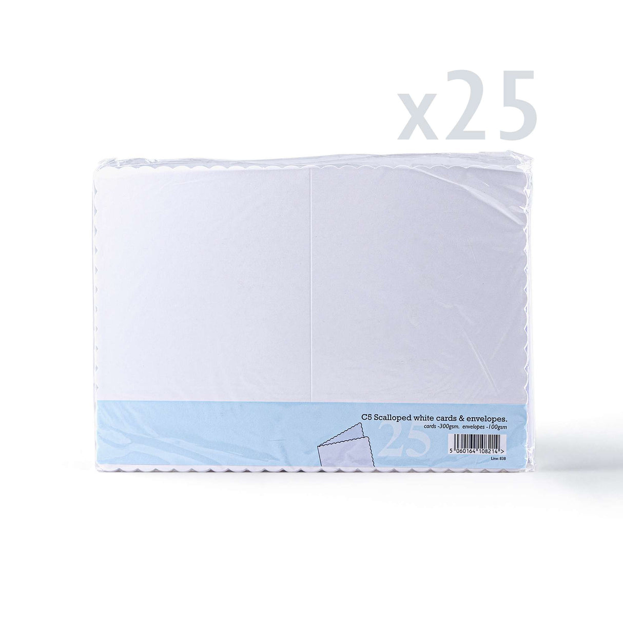 Cartes et enveloppes blanches à bord ondulé – lot
