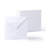 Cartes et enveloppes blanches à bord ondulé – lot