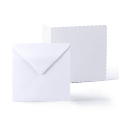 White Scalloped Cards & Envelopes Pack White 121x121 mm + 120x120 mm