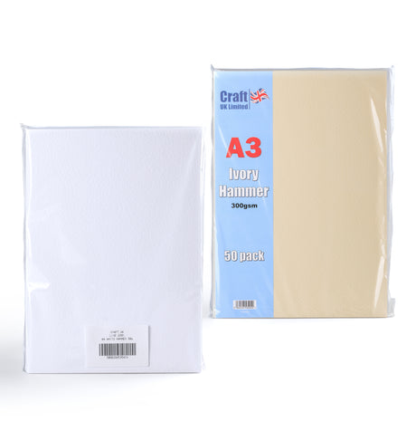 Carte Martelée 300 g/m² lot de 50 pièces