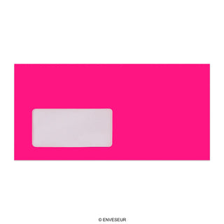 Enveloppe rose néon avec fenêtre 110x220 mm (DL)